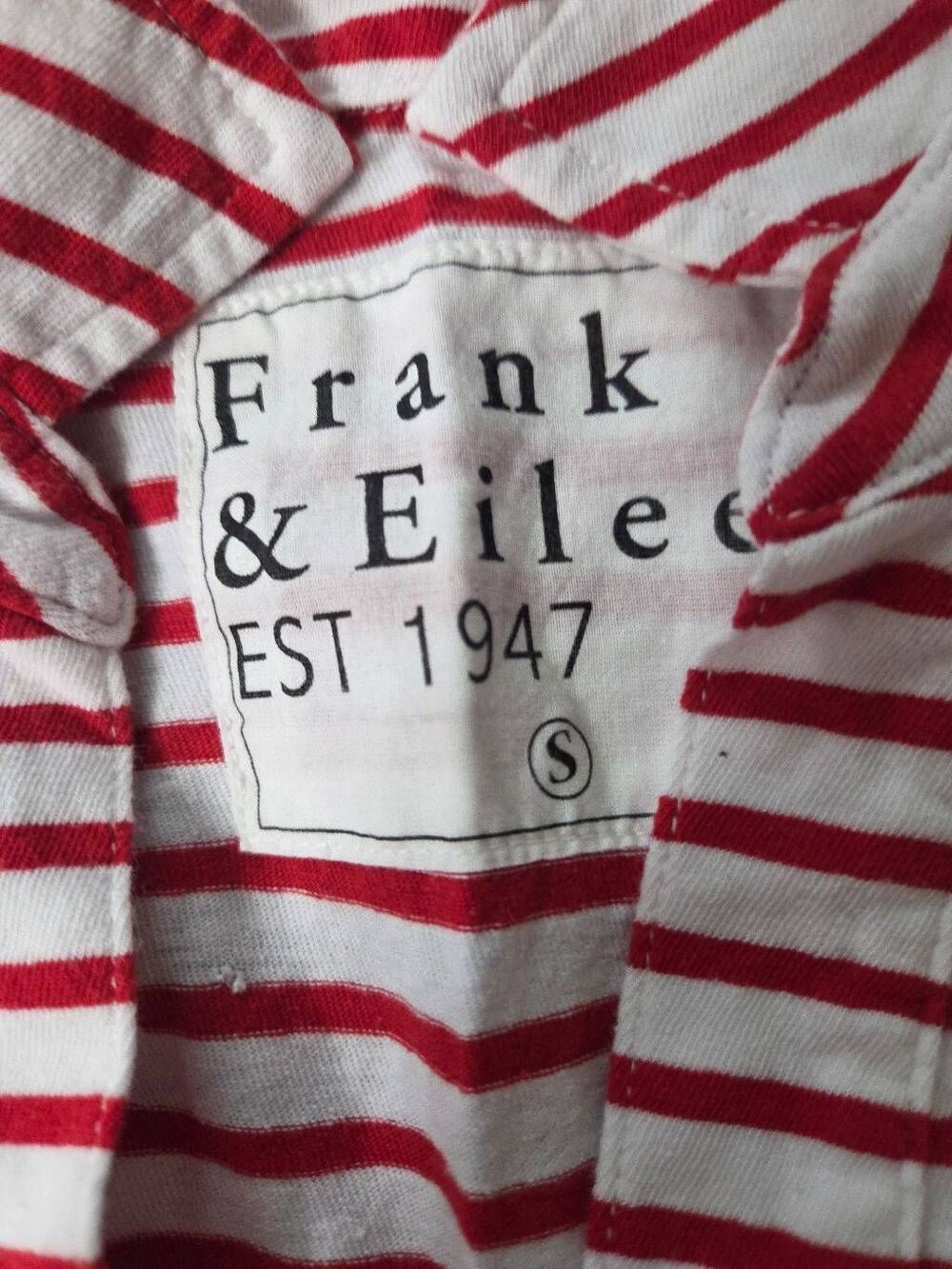 Frank & Eileen Patrick Popover Henley Long Sleeve Sailor Stripe Red &White Sz S - Picture 3 of 5